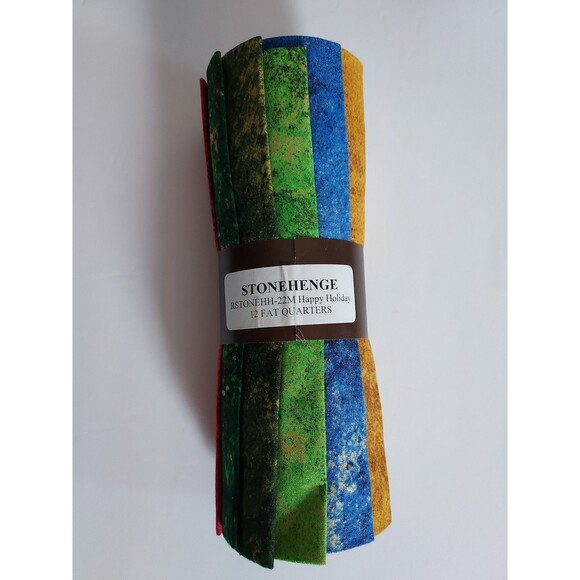Northcott Stonehenge Fat Quarters Fabric Bundle "Happy Holidays" 12 Pieces NEW - Picture 2 of 2